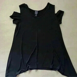 Clara Sun Woo Black Cold Shoulder Sleeve Tunic Medium M